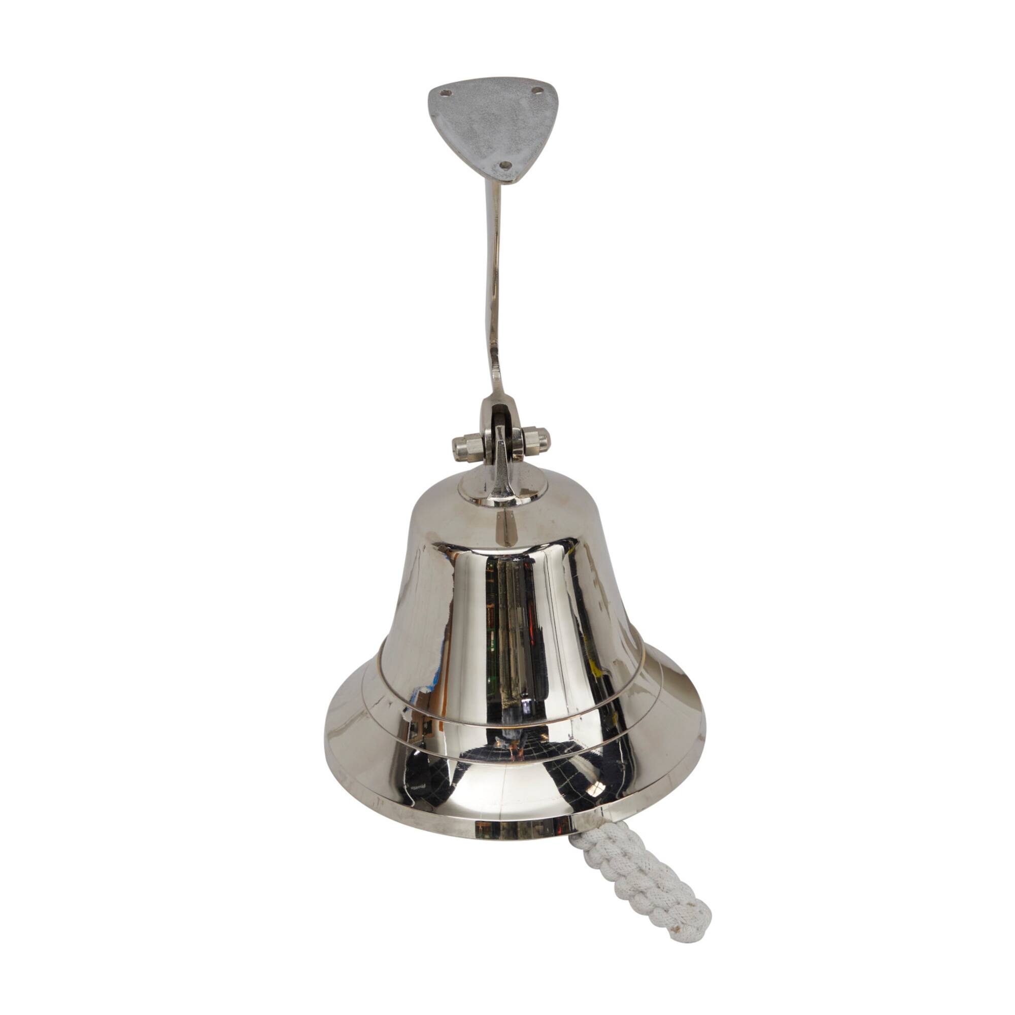 8" Silver Titanic Nautical Bell Wall Accent with Rope Pull